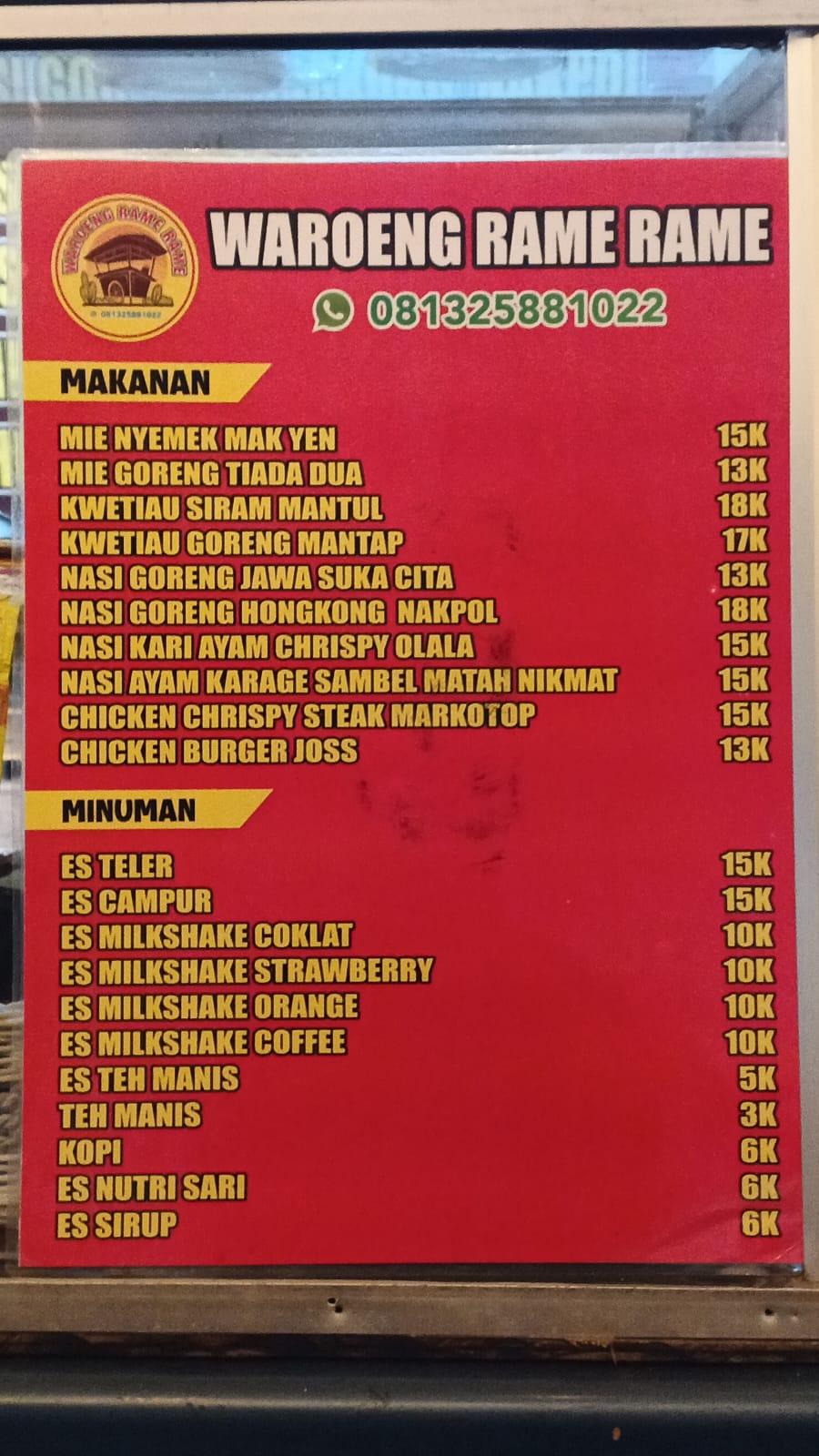 Menu Warung Bu Yeine